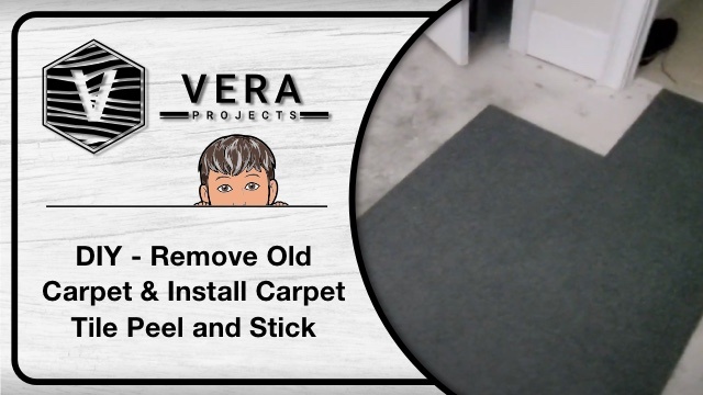 DIY Remove Old Carpet & Install Carpet Tile Peel & Stick