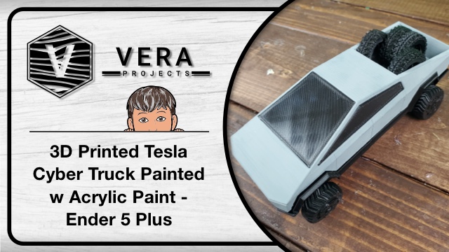 3D Printed Tesla Cyber Truck Painted w Acrylic Paint – Ender 5 Plus