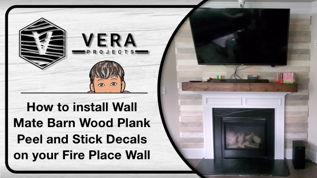 How to install Wall Mate Barn Wood Plank Peel and Stick Decals on your Fire Place Wall