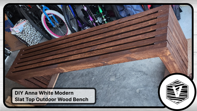 DIY Anna White – Modern Slat Top Outdoor Wood Bench